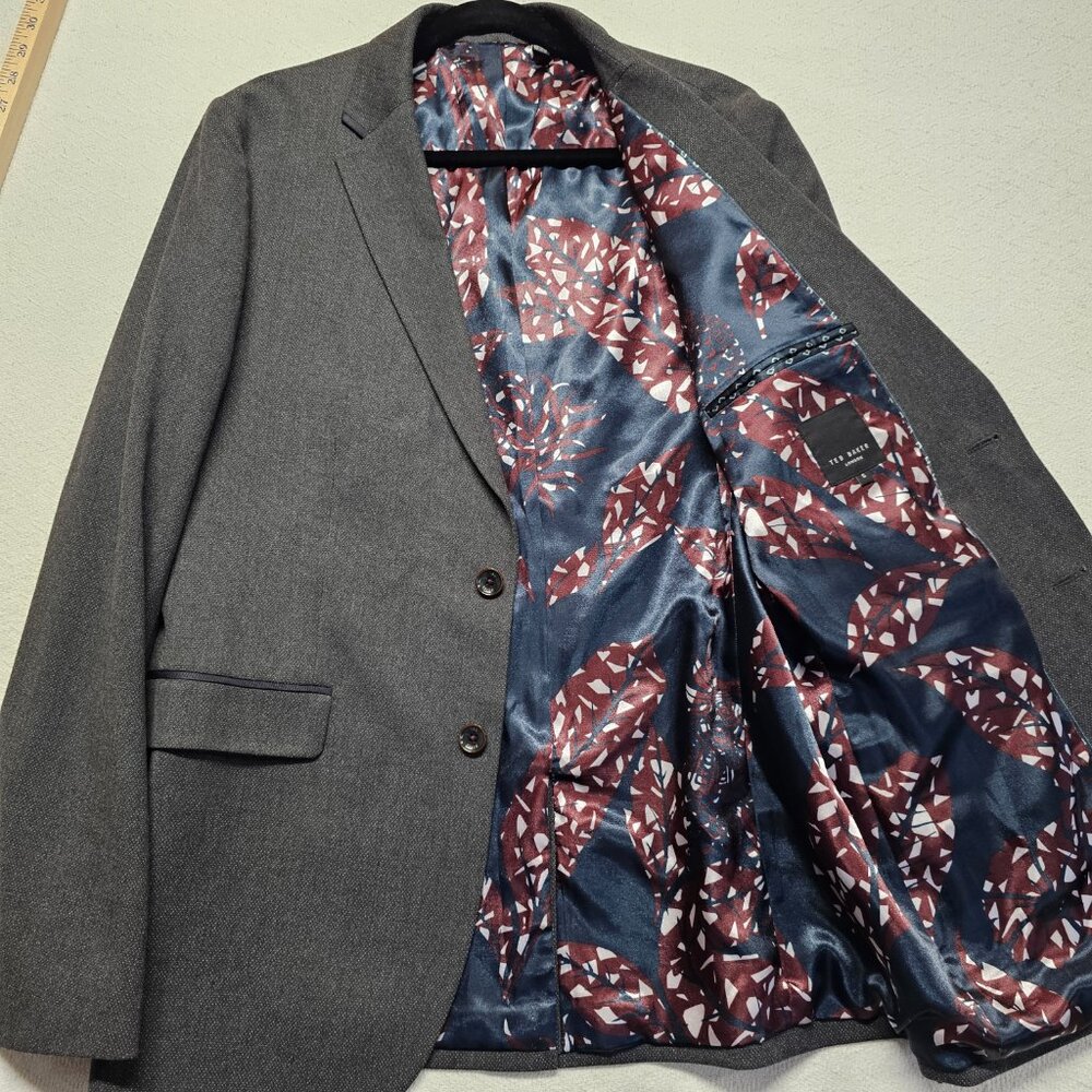 TED BAKER London Hazlnut Size 5 XL 42R Gray Micro-Dot Textured Sport Coat Blazer